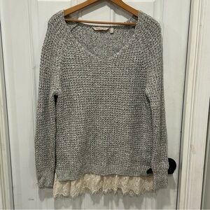 Soft Surroundings Soft Spoken Lace Sweater, Cottagcore coquette romantic Sz S